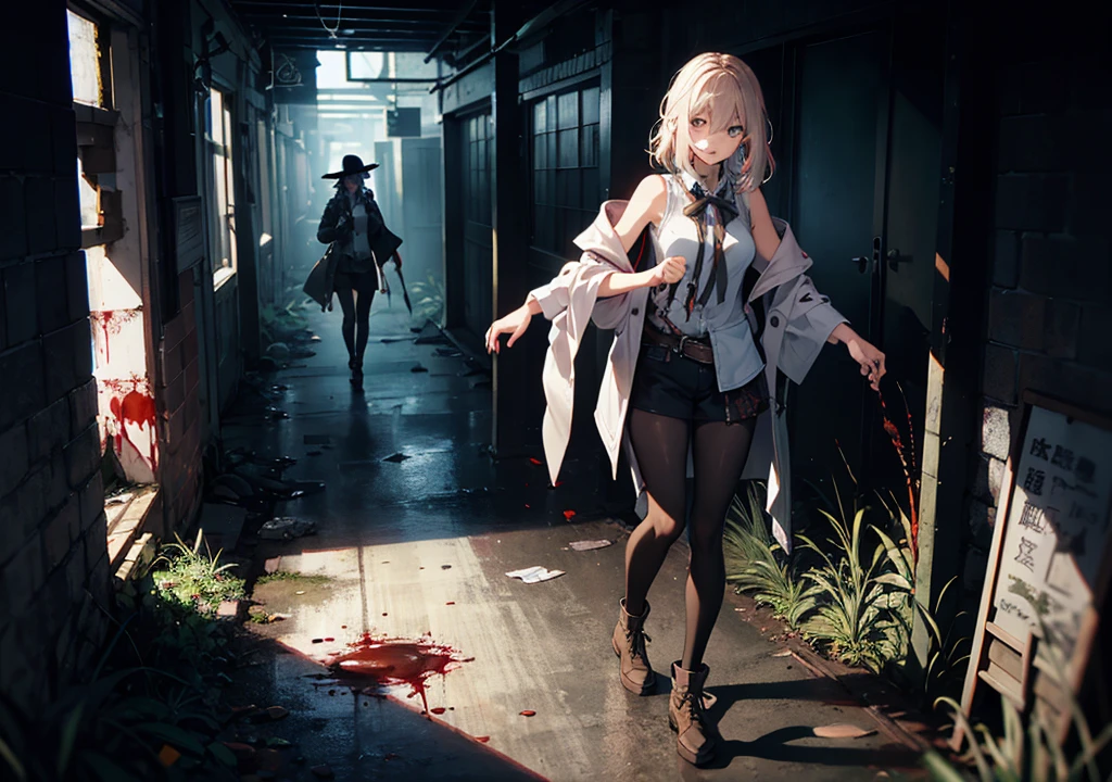 Realistic photos, Focus distance 10mm, Red and white, Beautiful girl, Realistic photos, Focus distance 10mmで撮影, masterpiece, 最high quality, high quality, Very detailed CG 8k wallpaper unit, Award-winning photography, Depth of written boundary, High resolution, bloom, chromatic aberration, Realistic, Very detailed, Art Station Trends, CGsociety Trends, Complex, High detail, dramatic, Art on the go, volumetric lighting,Hair: Chestnut hair
Prompt: Cute beautiful girl with chestnut hair, walking down the corridor of an abandoned hotel, broken walls and blood trails, zombies appearing, fear and despair, Walking Dead atmosphere, very scary feeling, spooky, Halloween
