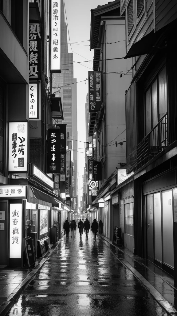 Monochrome、wallpaper、Poster、Stylish streetscape、There are no people、after the rain