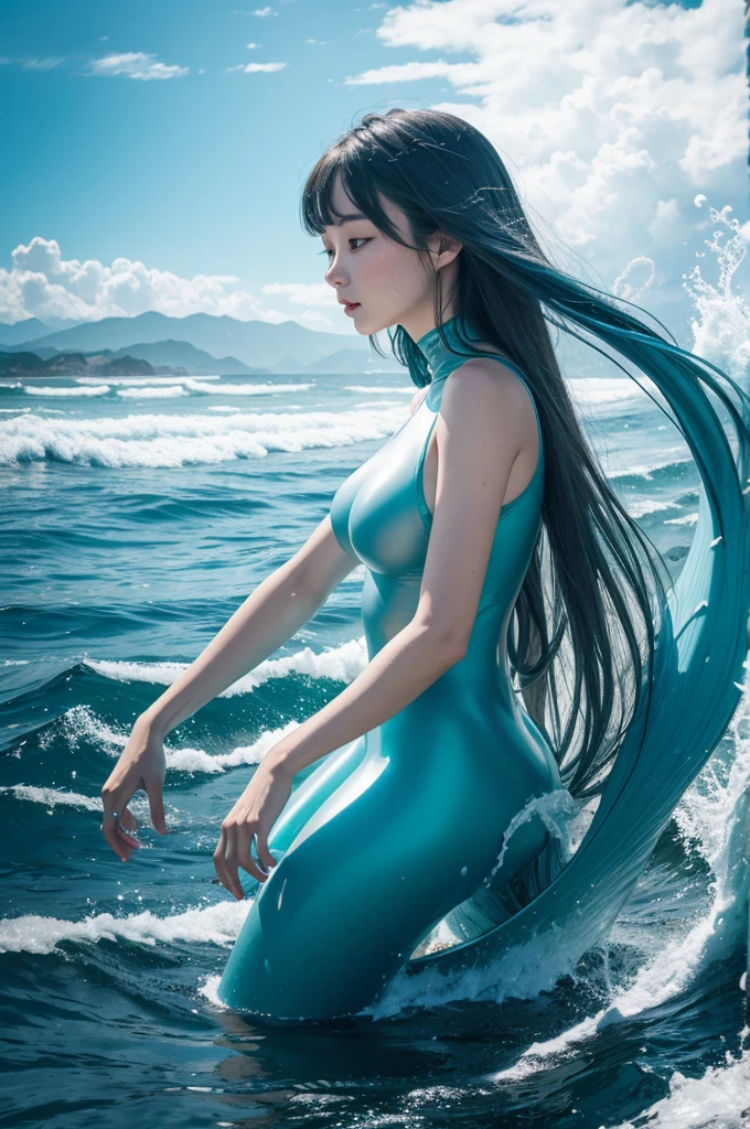 Masterwork Painting, Magnum Opus,
a water woman with blue hair and a blue shirt, <lora:slimes_realistic-1:0.5> seagreen, goopy, slimes arising from a stormy tsunami wave,
is holding her hands up in the air and a lightning bolt is in the background,
<lora:PirateRealms-10:0.75> pire, bay, shore, storm
BREAK
Claudia, feminine woman, 24 yearsold,
fit body, toned body, lithe body, supple body,
pert d cups,
sunburnt skin, tanlines, birthmarks,
shoulderlength auburn wavey hair,
oblong face, fine features, arched eyebrows
heterochromia, round eyes,
fleshy upturned nose,
thin lips, upturned lips,
highres, 8k, uhd, High Dynamic Range, tonemapping, crisp details, intricate details, fine details