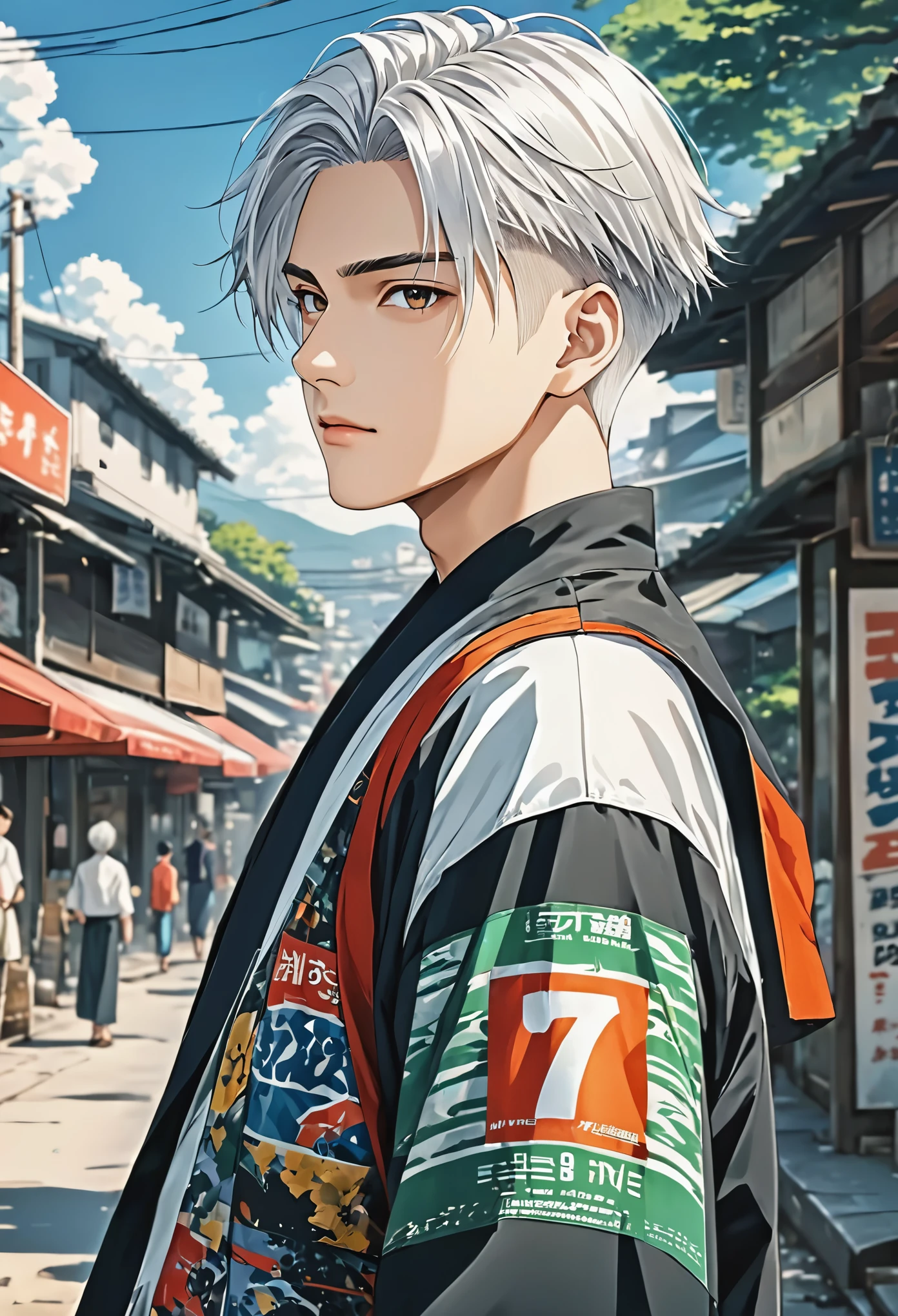 score_9, score_8_up, score_7_up,source_anime, high res image,masterpiece,best quality,clear skin,white hair,undercut hair,anime_boy,