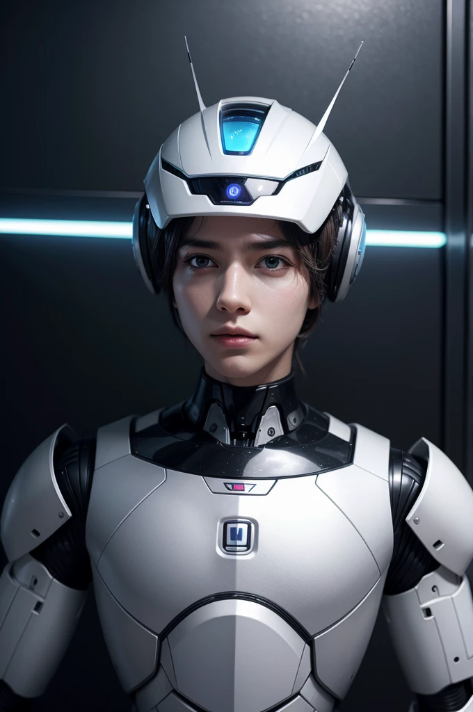 Create a beautiful male robot sem capacete 