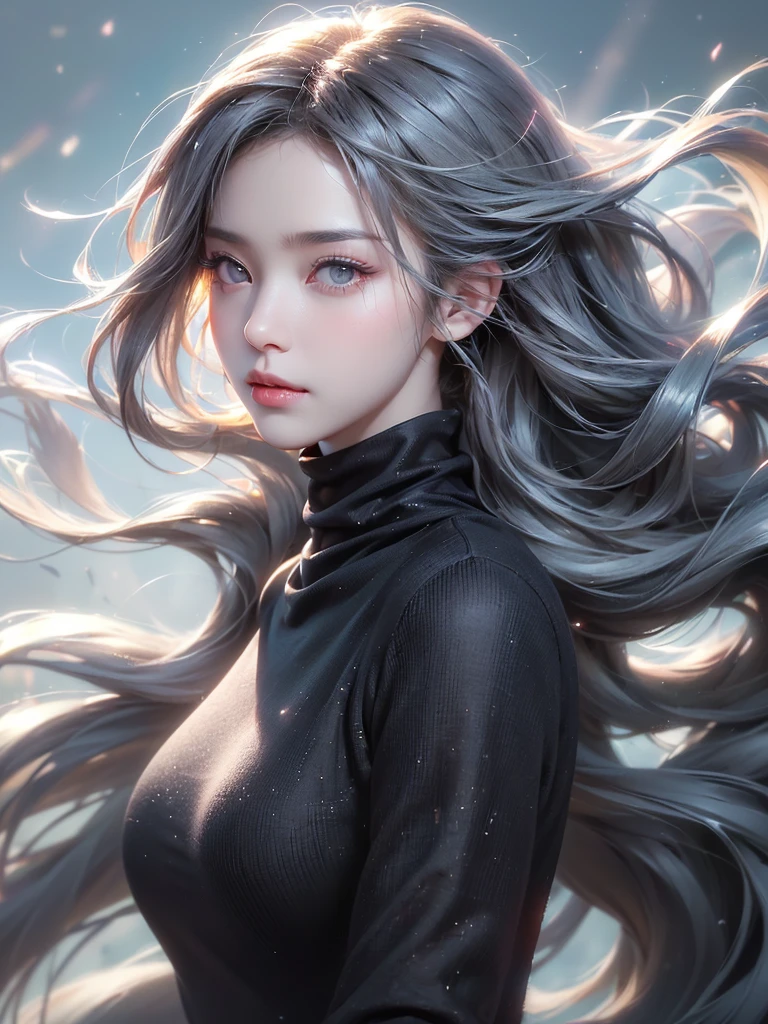 ((masterpiece:1.5、8k、Portraiture、フォトリアリスティックでVery detailedなCG、Very detailed、Particle Effects、Dynamic Effects、Written boundary depth、Cinematic Light、Lens flare、Ray Tracing、Tabletop、Realistic:1.4、Ultra-high resolution:1.2、Realistic、Realistic))((alone、Turtleneck dress,No sleeve、Woman in a black fur coat:1.4、Exposed sideways breast doll-like pose、Detailed face、bright表情、young, bright, Whiter skin、Small breasts:1.4、Best Looks、Ultimate beauty、Grey hair with shiny highlights:1.8、bright and shiny hair,、Arranged Hair、Hair dancing in the wind))(morning、In the background is a snowy hill overlooking the ruins...)
