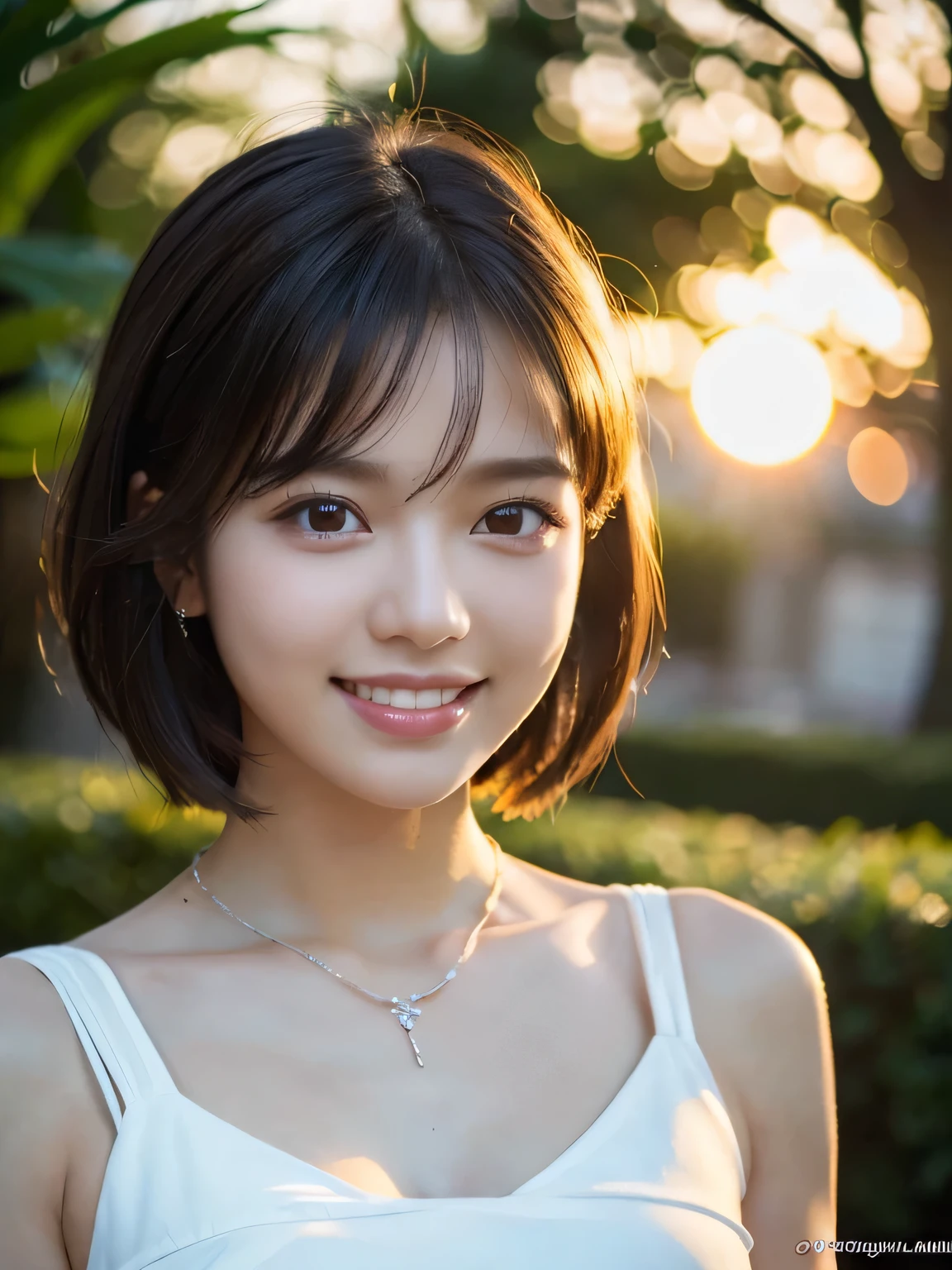 chinese girl, 20 year olds, beautiful, black hair, hair bobbles, solid circle eyes, fake animal ears, light smile, smooth, fair skin with a soft, natural glow, shoulder is slightly turned, showcasing delicate collarbones and a hint of a slender neck, photorealistic 1.5, curly hair, hair between eyes, hair over shoulder, aqua eyes, smile, red lips, She is wearing a thin, elegant, white lace strap that gently rests on her shoulder. The background is softly blurred, with warm, natural lighting highlighting the skin texture and fine details. Realistic lighting and shadows, emphasizing the contours and smoothness of her shoulder, atmospheric perspective, depth of field, cinematic lighting, glowing light, reflection light, blending, backlighting, 8k, super detail, accurate, best quality