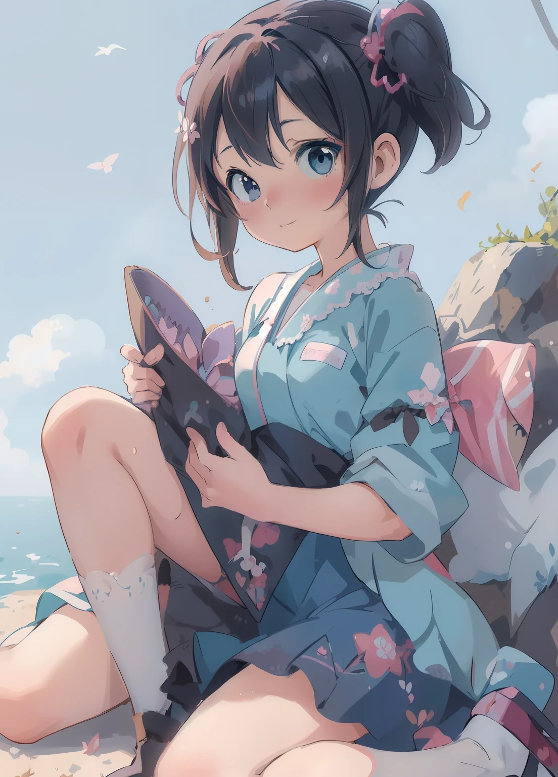 (masterpiece、Highest quality、Highest quality、Official Art、Beautiful and beautiful:1.2)、(One girl:1.3)Hatsune Miku、Twin tails,Beautiful breasts, Katsushika Hokusai,Anime - Style image of a woman in a blue dress sitting on the ground, , Cute anime waifu in a nice dress, (Anime Girls), , Anime Girls, Small curves , かわいいAnime Girls, On pixiv, irritating, かわいいAnime Girls, 美しいAnime Girls, 魅力的なAnime Girls, Nurse girl, 魅惑的なAnime Girls