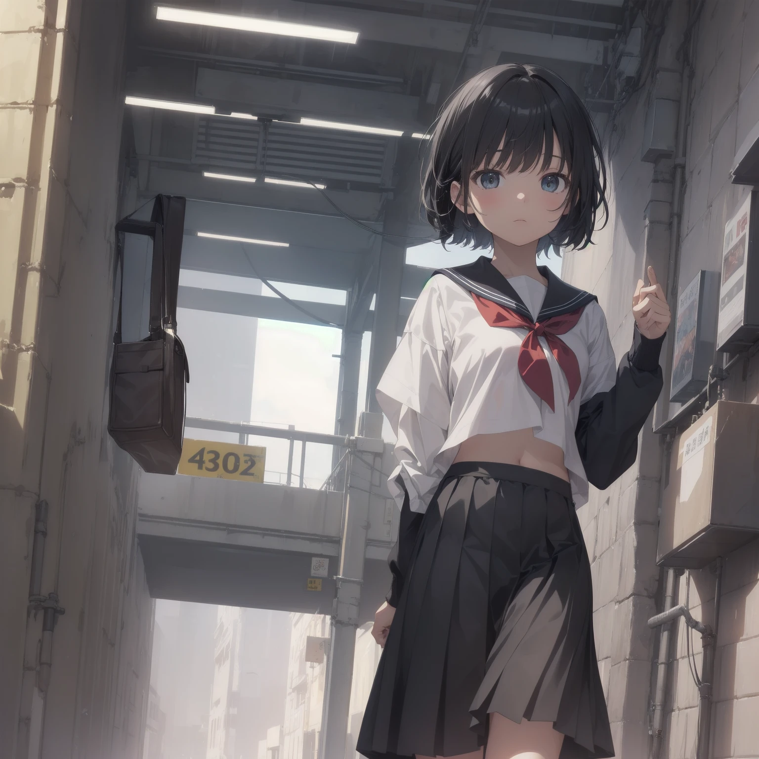 ultra-absurdres-Top quality by artist God, ultra-detailed, high resolution, anime moe artstyle, best anime 8k konachan wallpaper, pixiv contest winner, pool:2810, perfect anatomy,break, 1girl, (Please draw a girl walking sleepily to school alone. )break,(Solo,little female, 13-year-old:1.3),Full limbs, complete fingers,a junior high school student, (very short hair), short cut, flat chest, , small butt, small black eyes, beautiful detailed eyes, well-proportioned iris and pupils, expressive eyes, highres detailed hair, soft expression, salor school_uniform, sailor collar, serahuku, bow, pleated skirt,(Detailed Lighting), (Detailed background), in the School commute route. break,super detailed skin, Best cinematic lighting powered by famous artist, 8k,beauty illustration,photoshop_(medium),very aesthetic,break,((artist:nekotoufu )), artist:clamp ,artist:carnelian ,artist:kantoku ,
