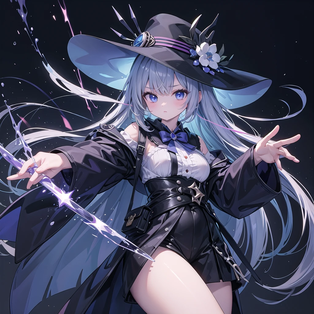 1girl,(((Highest quality、Masterpiece、Official Art、The best dynamic composition、Super detailed)))、Anime Style、Perfect physique、The coolest pose、Cute Grim Reaper、Death&#39;s scythe is red and black、Detailed engraving、Black hooded cloak、Super huge、detailed、In the middle of swinging down a scythe with both hands、Red spider lily background、