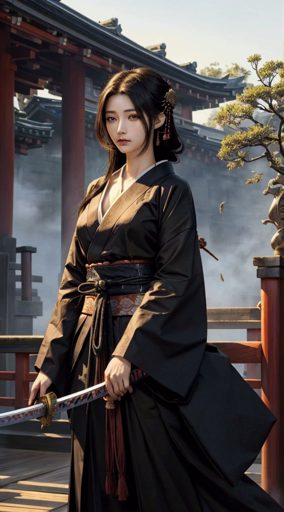 (Japanese sword &quot;Muramasa&quot;")Beautiful and pretty woman with、Tie your hair back、hair ornamentartial artists、Warrior、