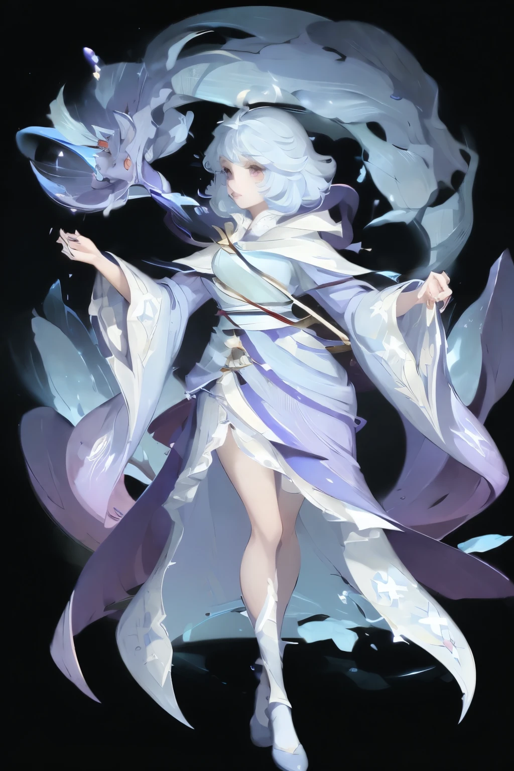 Anime girl in blue,Blue hair and blue clothes, Flowing Magic Robe, ((Beautiful fantasy queen)), Star Witch Costume, Full body fairy, Beautiful Celestial Mage, heise jinyao, Beautiful fantasy queen, cotton cloud mage robes, Jellyfish Priestess, ethereal essence, Gorgeous flowing robe, Long flowing hair and robes