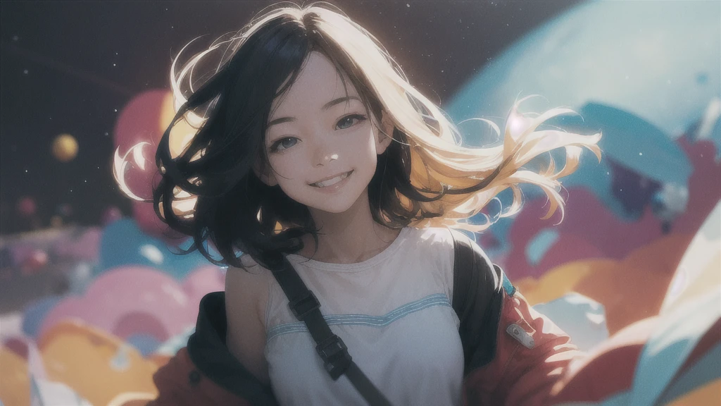 Beautiful Smile, happiness, High resolution, Super detailed, (One girl:1.3),
Break Lomography, Analogue photography, Vibrant colors, Soft Focus, Light leakage, Dreamy atmosphere, Experimental charm, Nostalgic Charm BREAK Color Field Painting, large colored bands, abstract expressionism, Bold colors, Emotional impact, Atmospheric Depth, Minimalist Approach BREAK
, Space Exploration, Astronomical phenomena, Scientific discoveries, otherworldly wonders