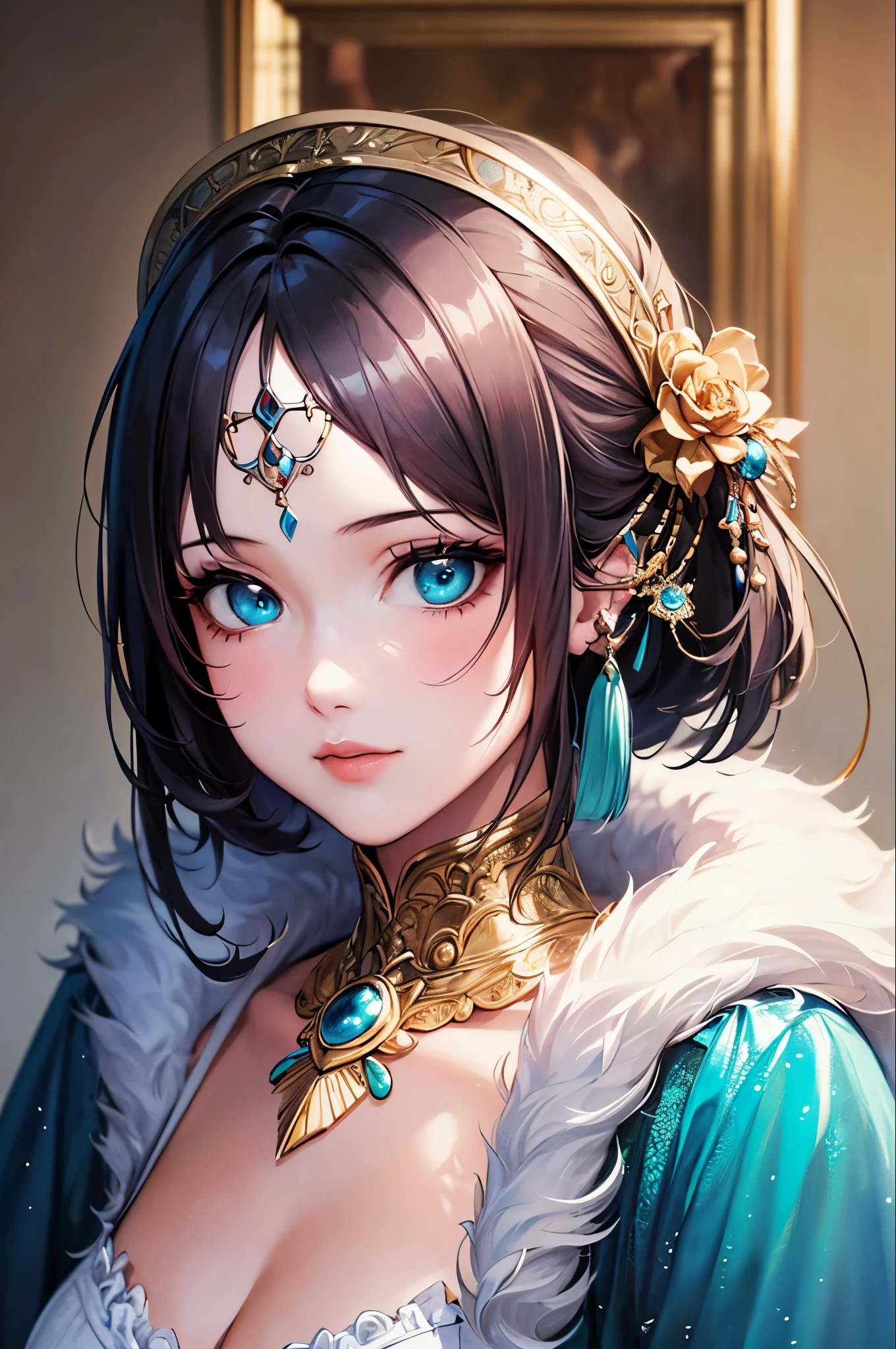 (masterpiece, Highest quality, Highest quality, Official Art, Beauty and aesthetics: 1.2), (One girl: 1.3), (Fractal Art: 1.3), Bright aqua blue eyes, Medium length hair with tassels,