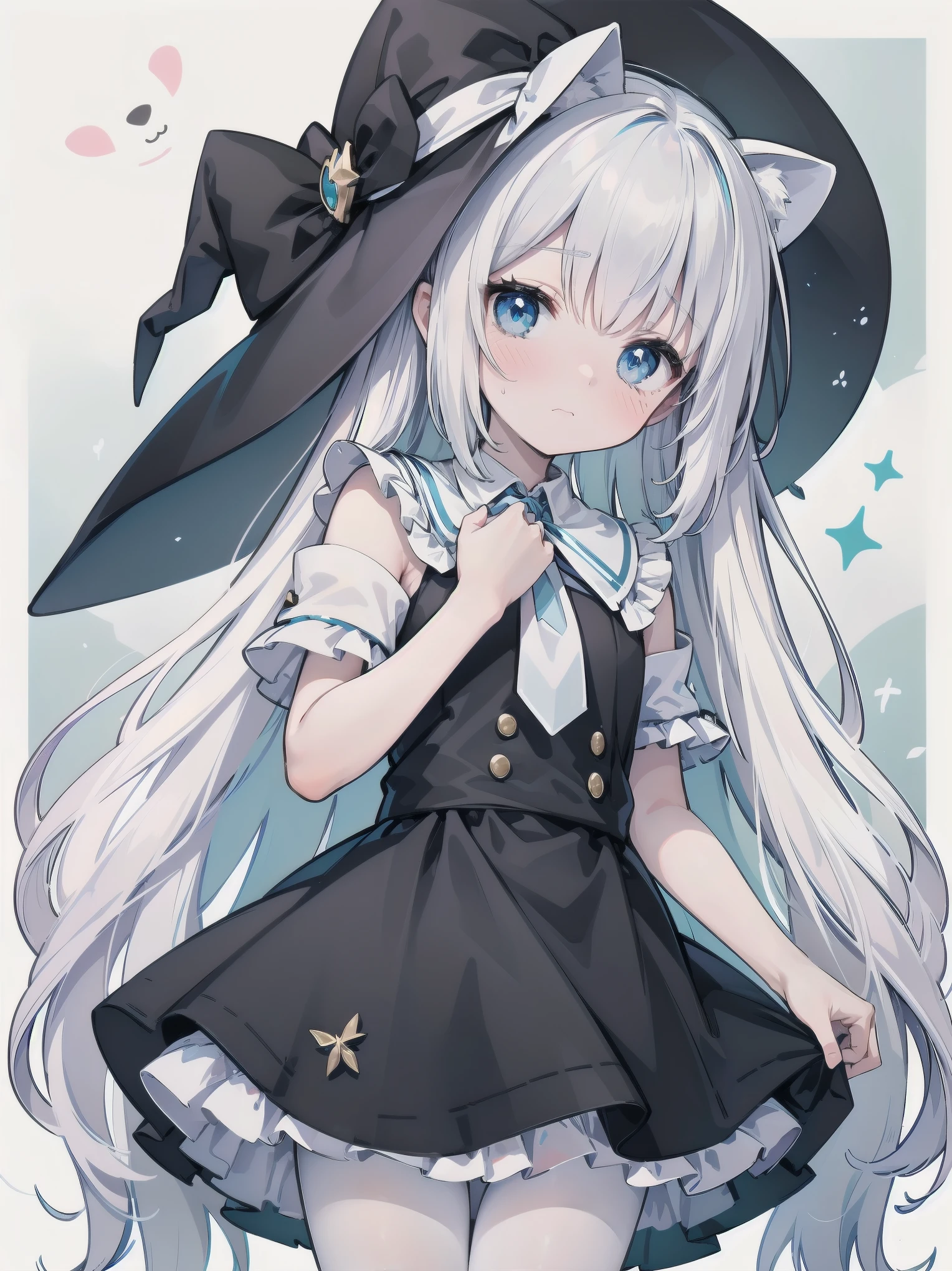 🎶, (🧙‍♀️), ✡, ✨(black hat), , Alice in Wonderland, Alone, very beautiful, cute, adorable, embarrassed, alone, blue eyes, white skin、look at viewer、looking up,kawaiitech, pastel colors, kawaii, cute colors,Alice in Wonderland, alone, very beautiful, cute, adorable, embarrassed, alone, blue eyes, white skin,skirtlift