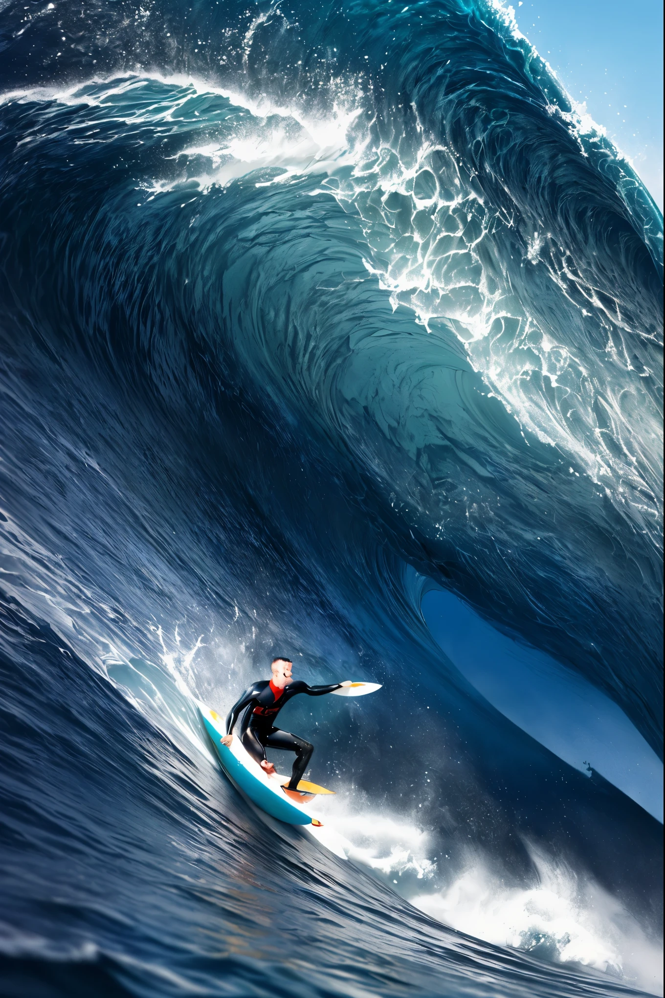 plano general cuerpo entero, anatómicamente correcto,((A young man surfing a big wave, detailed surfboard, dramatic ocean waves:1.5)), stunning ocean scenery, warm sunset colors, dynamic action pose, realistic photorealistic style, intricate details, cinematic lighting, dramatic atmosphere,HD,8K