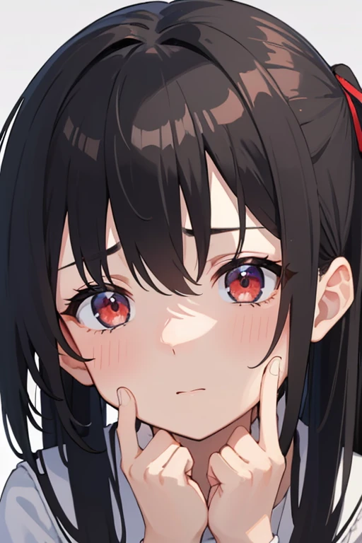masterpiece、Highest quality、Kobeni、black hair、red hairpin、Girl 1、Very detailed、 Great for sports Leaning forward、Place your hands on your knees、Face is close、Face close-up、1 comb'hair、Blowjob、Thick penis