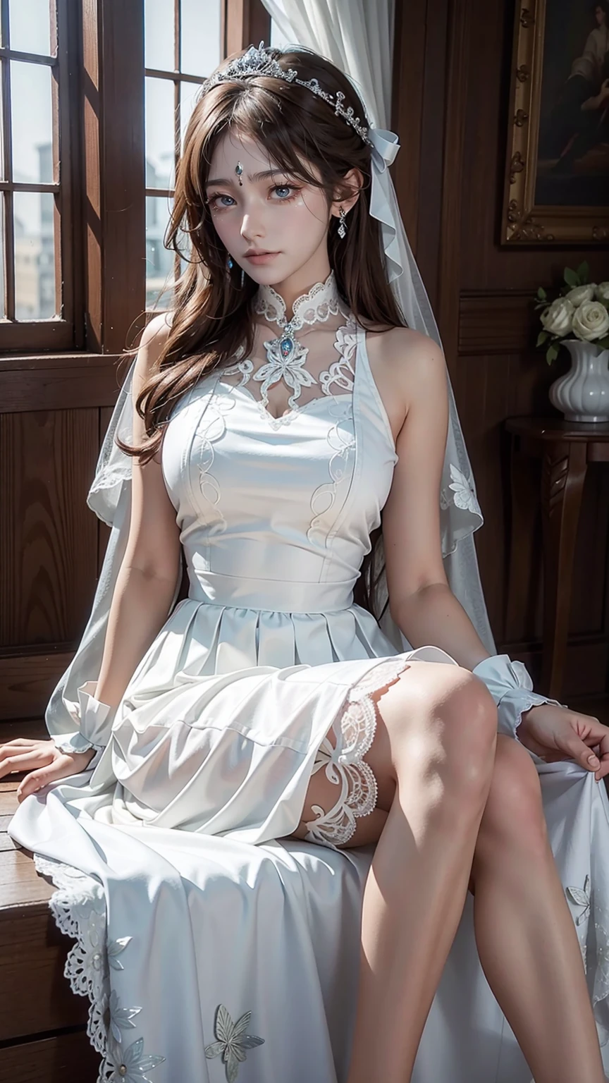 masterpiece,Best image quality,HD 8K Wallpaper,Nice photos,elegant single woman,circle skirt,Shining eyes,Every detail is perfect,A masterpiece of exquisite beauty,The beauty of purity and lightness,gentle and elegant,Attention to detail,Lace round skirt,immortal,huge,Full body capture