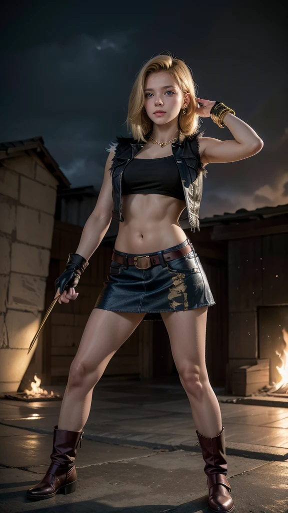 moist skin,realistic body,android,(16 years old),(girl),collarbone,earrings,(cute face),unfriendly,anger,
BREAK,
bright red lipstick,(beautiful navel),(golden hair),beautiful hair,short hair,
BREAK,
(masterpiece,highest quality,high resolution,highly detailed),(full body:1.2),symmetrical,one shot,
BREAK,
(wind blowing),outdoors,
BREAK,
assassination,,fantastic,dynamic,(in the middle of a war,combat stance),(fires everywhere,blood everywhere,chaos),(Android 18),jewelry,denim vest,black leather gloves,pearl necklace,jeans,brushing hair aside,blue eyes,denim skirt,buckled belt,orange snow boots,