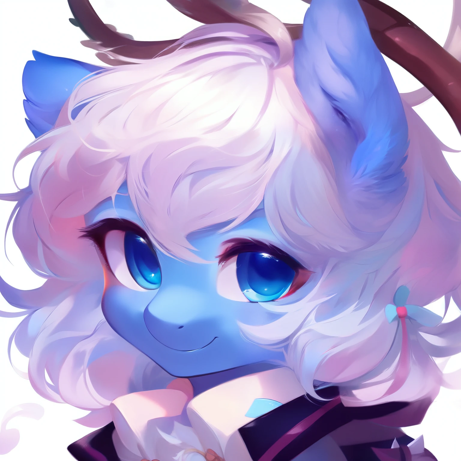 rating_safe, score_9, fluffy, feral pegasus pony, male,round cute face,Transparent blue body, White mane,Soft and delicate short hair,温柔的Blue Eyes,Blue Eyes,Smile。whole body,grace。young,Delicate。Standing picture, Ray Tracing。whole body。Standing。White background,whole body立绘。Drop ears,