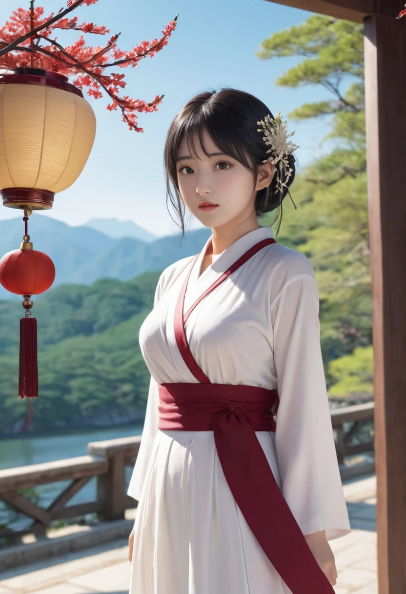 (One girl:1.3),alone,__Body parts__,, Official Art, unity 8k wallpaper, Super detailed, beautiful and aesthetic, beautiful, masterpiece, Highest quality,A fantastic atmosphere, Calm palette, Calm mood, Soft Shading,, Shrine maiden, incantation, Amulet Familiar, Shrine maidenの務め,