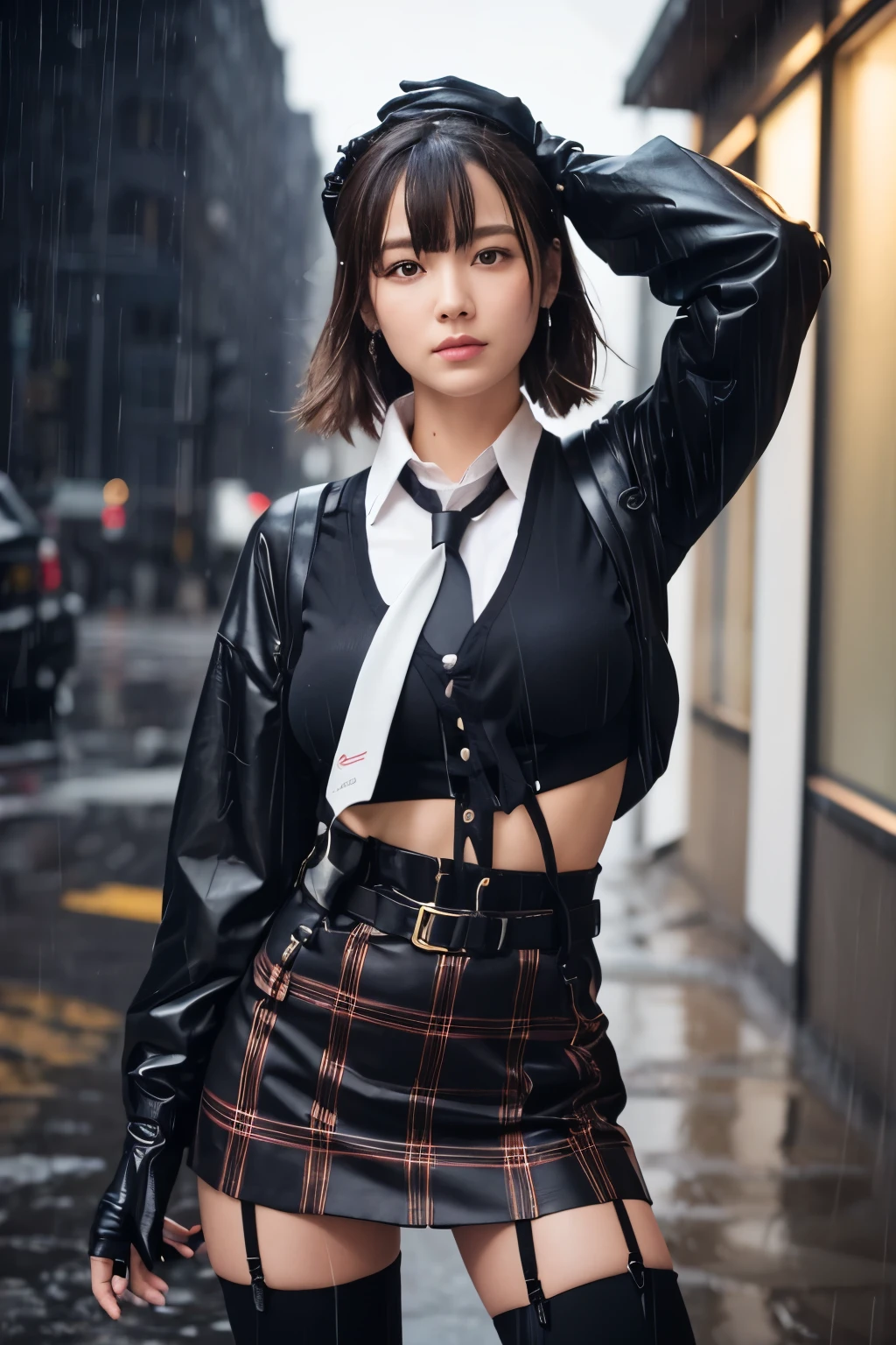 1 female, , high quality, masterpiece, Ultra-high resolution, , Cinema Lighting, , , 1 female, , high quality, masterpiece, Ultra-high resolution, , Cinema Lighting, , , And the suspenders with the cranes flying　　　Moderate breasts　 　 　　　　Large Breasts　 　 　　　　Small face　 　　　holster　　　　　　　 Lying in bed　Looking up　　　　Sweat 　　　Thin belt　summer　脇Sweat 　Black Hole Gloves　suit　　　　 　garterベルト　Leg Links　Belt on pants　　holster　 　　Hands behind your back　 Anxious expression　Looking up　Anxious face　Knee-high　Knee socks　Knee-highソックス garterベルト　garter　ふとももにgarterベルト　Checkered mini skirt　Necktie Headband　ribbon　Panty shot　スカートの隙間 Armament　Handgun　handcuffs　Cable ties　レッグholster　holster 　　Hands behind your back　 Anxious expression　Looking up　Anxious face 足を横に開く　Armament　　Cable ties　レッグholster　holster　See-through clothing　heavy rain　Getting wet in the rain