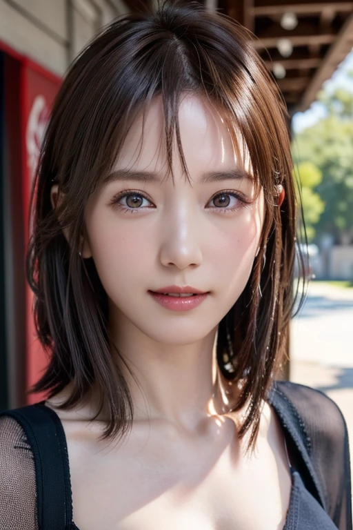 (masterpiece:1.3), (8k, Realistic, RAW Photos, Best image quality: 1.4), Japanese 、(Random Hairstyles:1.2)、Cleavage:1.2、Highly detailed face、Attention to detail、double eyelid、Chest to chest、Sharp focus:1.2、Beautiful woman:1.4、Light brown hair、Highest quality、masterpiece、Ultra-high resolution、(Realistic:1.4)、Highly detailed and professionally lit smiles、Loose, lightweight knitwear、Shoulder out、thin、Serious expression、Short-haired、Deadly position