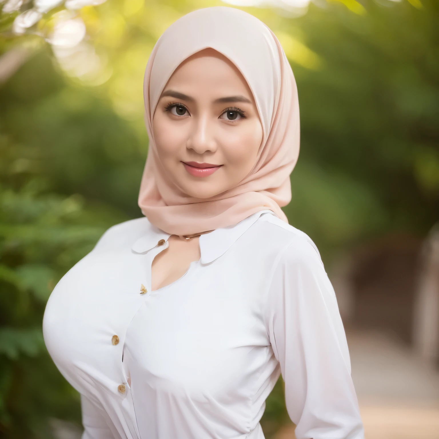 50 years Old, Hijab Indonesian mature woman, Big Tits : 66.9, Gamis, Breast out from her clothes : 1.9, at doctor office, Dark light, at Nighttime