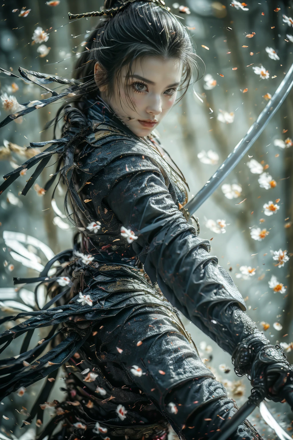 upper body,holding a sword, (Masterpiece, best quality, High quality, height, Very detailed),