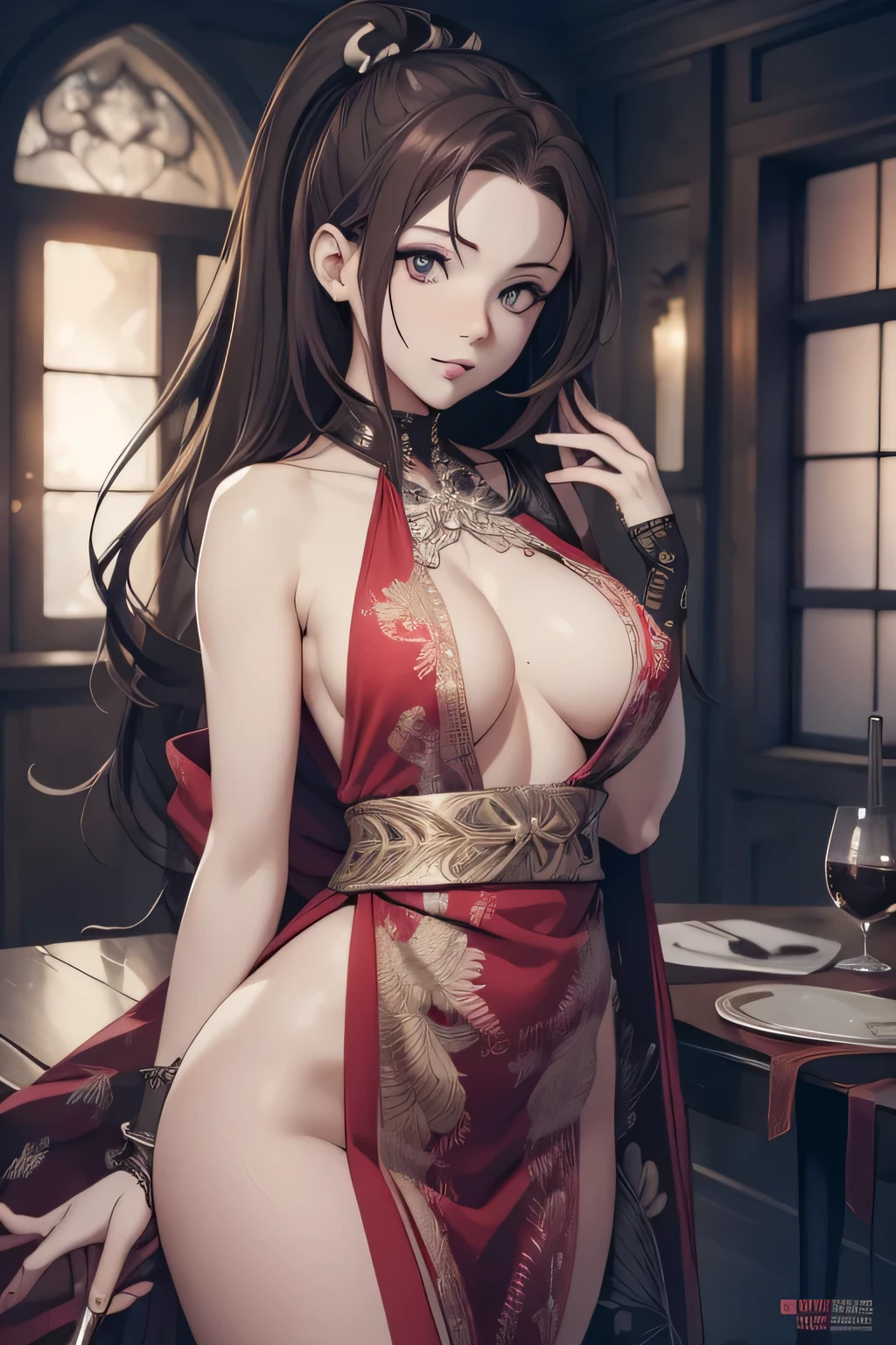 1 woman, ((detailed eyes:1.2)), nsfw, sexy, sensual, sleeveless, sideboob, masterpiece, top quality, best quality, official art, beautiful and aesthetic:1.2), extreme detailed, colorful, highest detailed