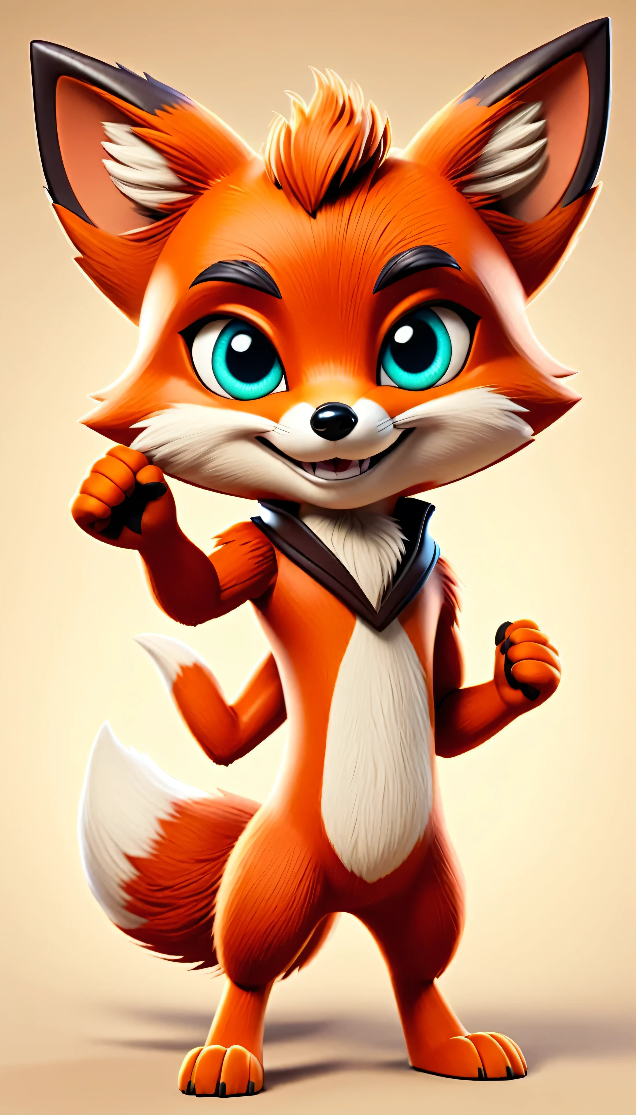 cute foxy, cartoon , arms, hands ,cute eyes, looking at viewer, foxy ears