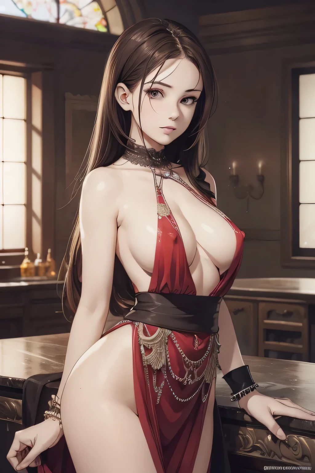 1 woman, ((detailed eyes:1.2)), nsfw, sexy, sensual, sleeveless, sideboob, masterpiece, top quality, best quality, official art, beautiful and aesthetic:1.2), extreme detailed, colorful, highest detailed