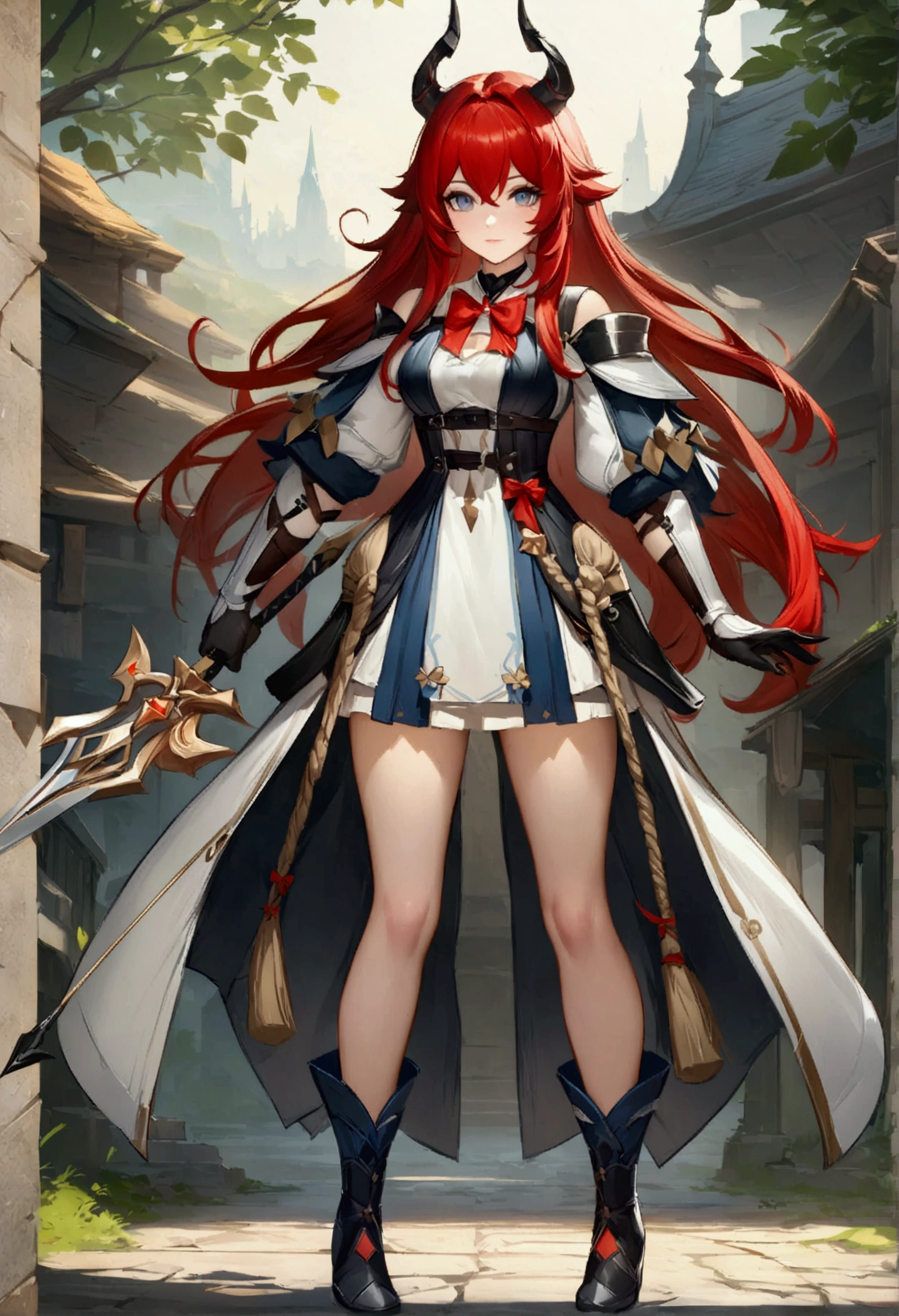 anime girl with red hair and a bow and arrow, trending on artstation pixiv, official artwork, from arknights, official art, official anime artwork, artgerm on artstation pixiv, high detailed official artwork, official character art, ayaka genshin impact, epic light novel art cover, official artbook, ayaka game genshin impact, anime character with red hair and horns holding two swords, from arknights, rias gremory, trending on artstation pixiv, demon anime girl, ayaka genshin impact, anime girl with a bow and arrow, anime character design, pixiv 3dcg, ayaka game genshin impact, pretty anime character design, anime full body illustration, 4k, sangat detail, relistic, sempurna
