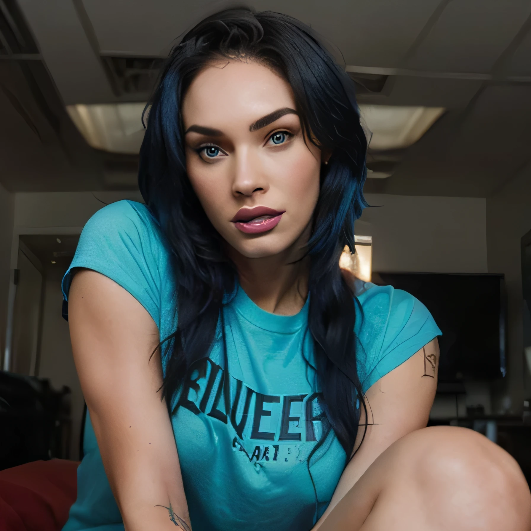 Megan Fox as masturbateblue hair