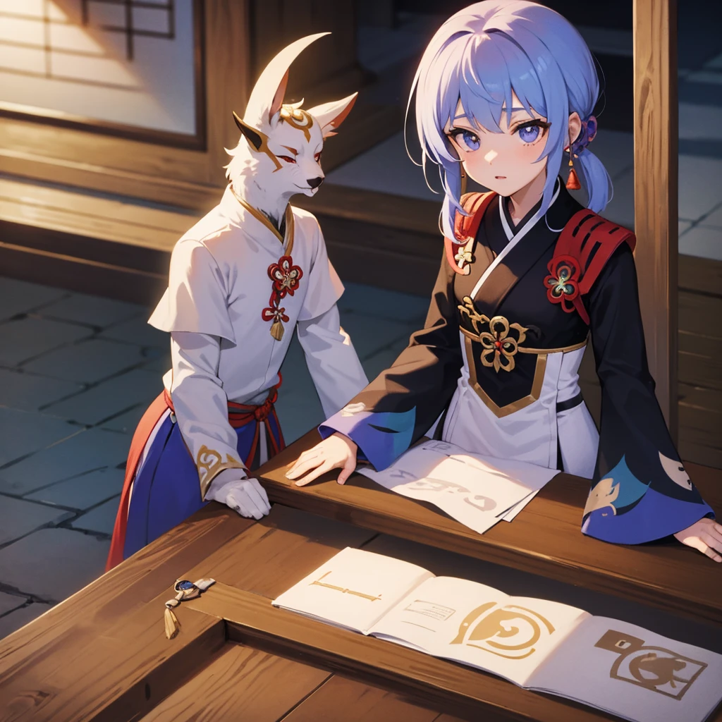 Genshin Ray leans against the table in his tight