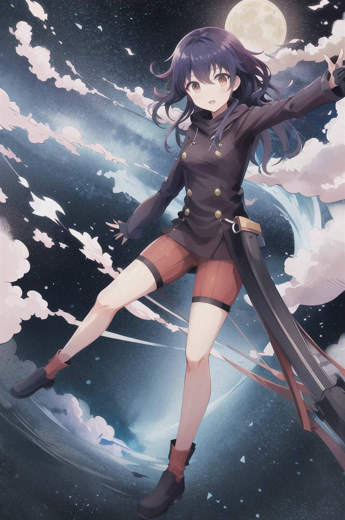 ((high quality)), ((masterpiece)), 8k, anime, On a journey to another world led by the moon、Mio, (3307 pixels x 4252 pixels)  