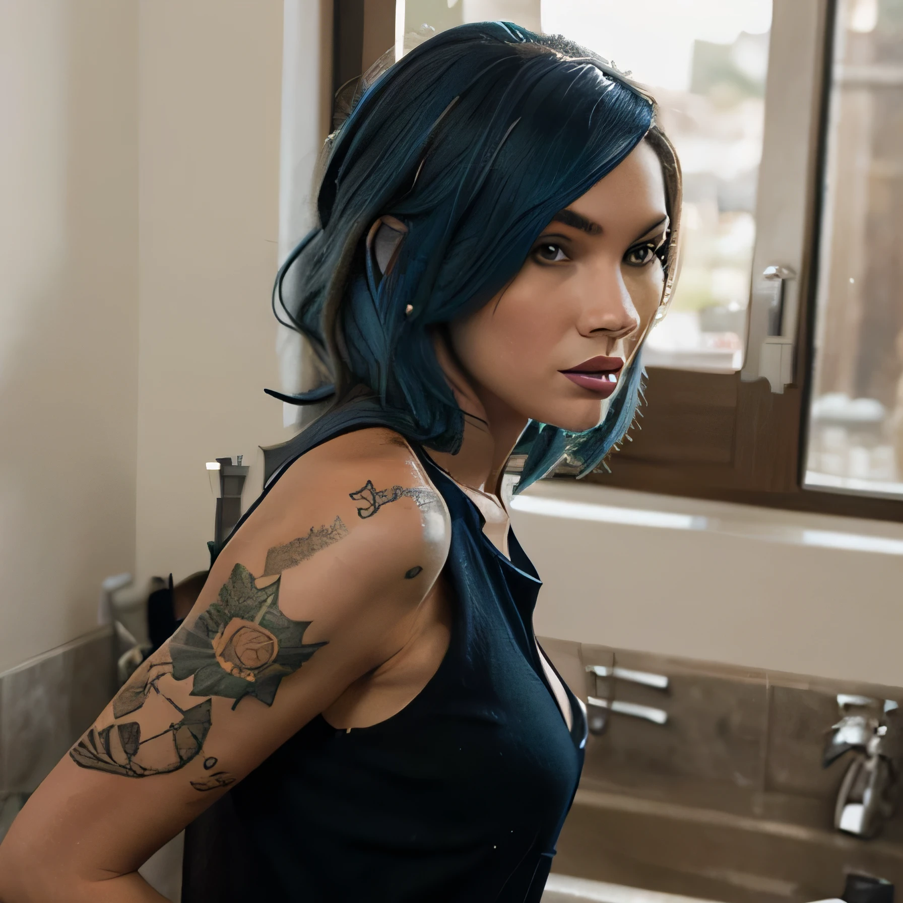 Megan Fox as grapet   blue hair