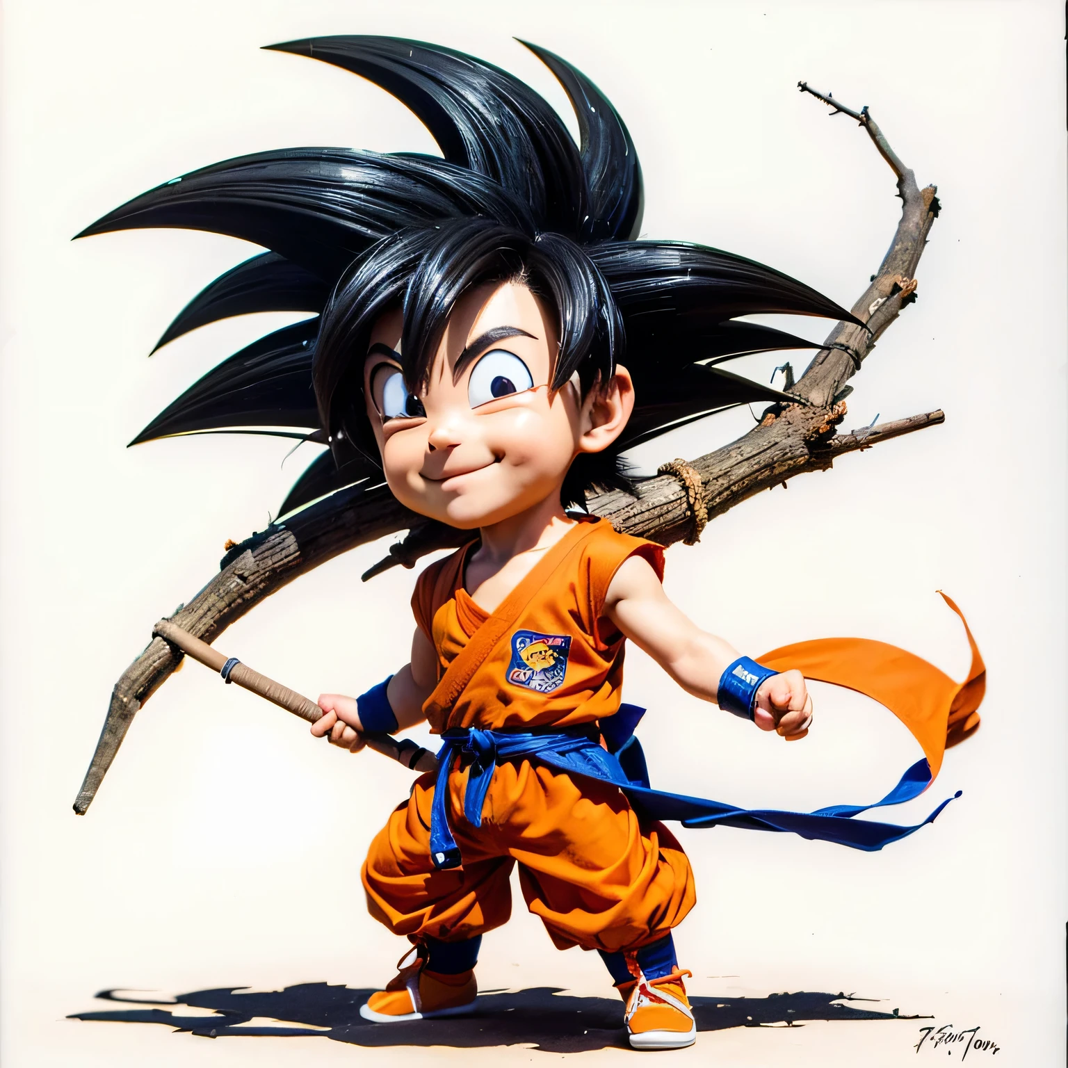 cartoon drawing of a young goku with a stick, son goku, human goku, goku from dragon ball, dragon ball artstyle, goku, dragon ball style, high quality colored sketch, dragon ball concept art, portrait of goku, goku portrait, character dragonball, akira toriyama style, goku from dragonball z, highly detailed portrait of goku