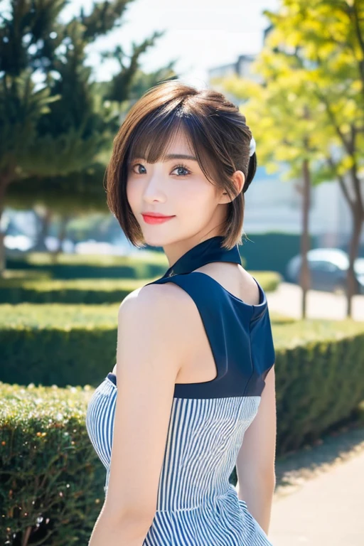 (((Best Quality, 8K, Masterpiece:1.3)), Focus: 1.2, Perfect Body Beauty: 1.4, Buttocks: 1.2, ((Layered Haircut, Breasts: 1.2)),
1girl, A gorgeous woman, age28, walking in a park, medium breasts, slim waist, toned body proportions, kind Smile, Highly Detailed Face and Skin Texture, Beautiful Eyes, Detailed Eyes, Double Eyelids, Whitened Skin, Short Hair side bangs, Bob Hair, ponytail!
She's wearing trendy fashion inspired by the historical Serafuku, JK Uniform, Bandeau Dress: 1.1
, masterpiece, Bokeh, SFW, Safe For Work.)