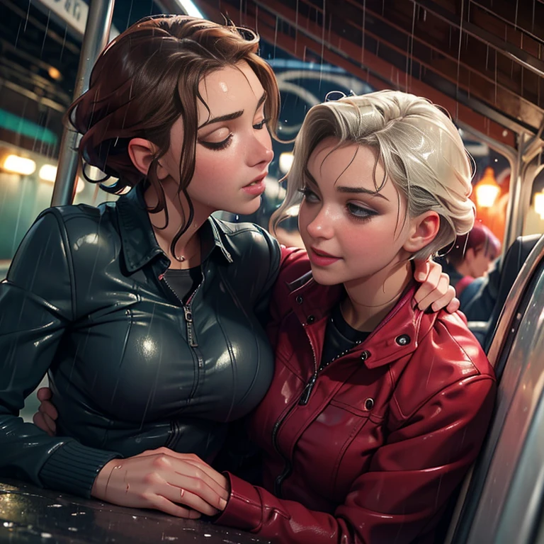 Two women (one woman is 60 years old and the other is 18 years old) under the rain en una estacion de tren al aire libre, lips touching, Wet shirt, Lesbians, Wet, Bottom angle, soaking Wet, under the rain , sapphic art, Cute girls, carnal ) Wet, Foto POV, darling lavarse under the rain, in outdoor train station, Lesbian, Two women, wet, Wet tshirt, Bottom shot, Wet and slimy, lavarse under the rain, outdoor