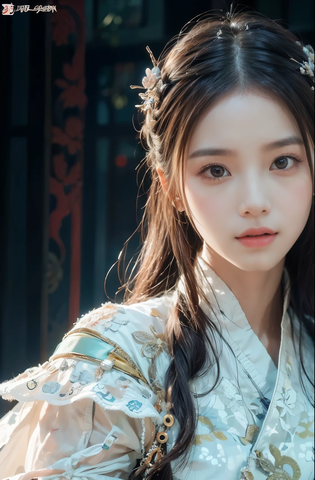 best quality, masterpiece, key, Wuxia 1 girl, traditional Chinese dress, very beautiful face, really beautiful eyes, very beautiful hair, kung fu fight