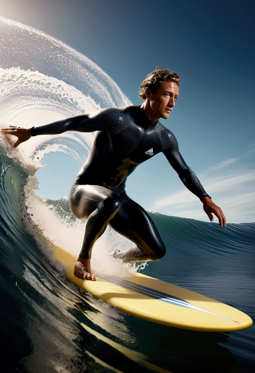 (Ultra-realistic Surfing), wearing Professional sportswear, in the style of water floral surrealism, soft focus lens, luminous pointillism, pentaxk1000, hyper-realistic water, light leak, captivating chiaroscuro, dynamic movement, (special effects:0.1), full body, award-winning, cinematic still, emotional, vignette, dynamic, vivid, (masterpiece, best quality, photorealistic, Professional, perfect composition, very aesthetic, absurdres, ultra-detailed, intricate details:1.3)