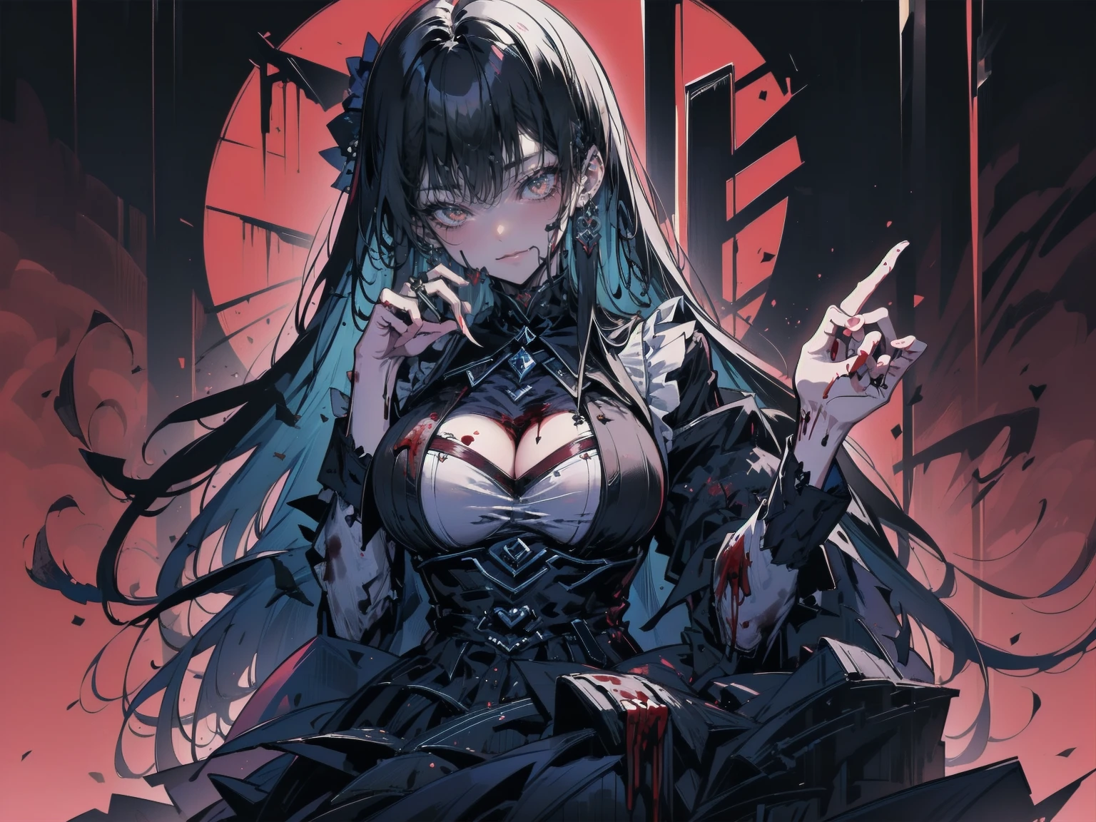 死んだ腐ったBloodに飢えた邪悪なzombie, Girl Venom, 黒い共to be bornto be born物が付着している, Bloodまみれの, Evil look, Psychopathic, Torn clothes, Torn Costume, sexy, reveal, Combat Stance, Very detailed, Vibrant appearance, Creative Action, Very detailed, Imaginative, Sensual, Any, all breasts, sexy, reveal, Highest quality, skinの質感, Intricate details, (Highest quality, masterpiece, 超High resolution), (8k wallpaper, High resolution, High resolution, to be born), (credibility: 1.4), (whole bodyショット), One Girl, ((Anime Girls)),,(Bloodしぶき:1.6), ((Fantasy Witch Costume)), ((Flowing white hair)), ,(Bloodしぶき:1.6),Female curves, Large Breasts, Thick thighs, sexyな平らなお腹, 完璧なhand, 完璧なアニメのface, ((dark lolita dress)), Are standing, ((邪悪な笑face)), ,(Bloodしぶき:1.6),Victorian cities, gaslight, Steam circulates, Moonlight Illumination, night間照明, A sky filled with stars and galaxies,disaster々new devil horns,,(Bloodしぶき:1.6),アニメzombie魔女デザイン, ねじれた笑face、Bloodまみれの、頭からの出Blood、Bloodしぶき、,(Bloodしぶき:1.6),Crossbones, skull, Streetwear Design, protector, Horror Style, Full Design, Huge breasts, Very detailed, Realistic, Dark fantasy, Gloomy atmosphere, Intricate details, クレイジーな笑face, 狂ったeye, A cute and stylish hair band,(masterpiece:1.2, Highest quality), Scary atmosphere、Distorted facial expressions、Horror Art、Bloodの雨、Bloodを流す、Bloodしぶき,(Bloodしぶき:1.6),悪魔のeye、redいeye、scar、火scar、whole body、Torn hair of a woman dressed in slave clothing、(Long Hair)、(eyeにかかる長さの前髪)、Black Hair、(((eyeの下のクマ)))、青白いskin、Feeling unwell、Pathological、邪悪な笑face、狂ったeye、(Grin)Dramatic makeup,Create mixed media art、,Horror 1 Girl, Open_mouth, , red_eye, Blood, Tilt_red_skin, Injury, Blood_In addition_face, Bandaged_arm, Blood_In addition_zombie, Blood_In addition_hand , Open your eyelids wide, The trend is all, mouthを大きくOpen, mouthを開けてteethをむき出しにする,獣のような鋭いteeth, Wide lips, 非常に広いmouth, Vermilion cheeks, blonde, ,(Bloodしぶき:1.6),Princess Cut, Ribbon hair ornament, brooch, Otaku Room, Well-built body, Nice body, Ample breasts, Thick body,eyeを大きく開いて、Scary atmosphere、Distorted facial expressions、ねじれた笑face、Bloodまみれの、頭からの出Blood、Bloodしぶき、whole body、,(Bloodしぶき:1.6),Long Hair、Long Bangs、Well-built,Broad shoulders,I focus,(face),Messy Hair,いeye,(光るeye),red信号,笑face,big 笑face,teeth,psycho 笑face,ゲスface,Dark city background,darkness,night,(close),良いeye, 良いteeth,サディスティックな笑face,,all,光沢のあるskin,詳細なface,Beautiful body, mouthからの白い息 Luxurious lace long gloves
