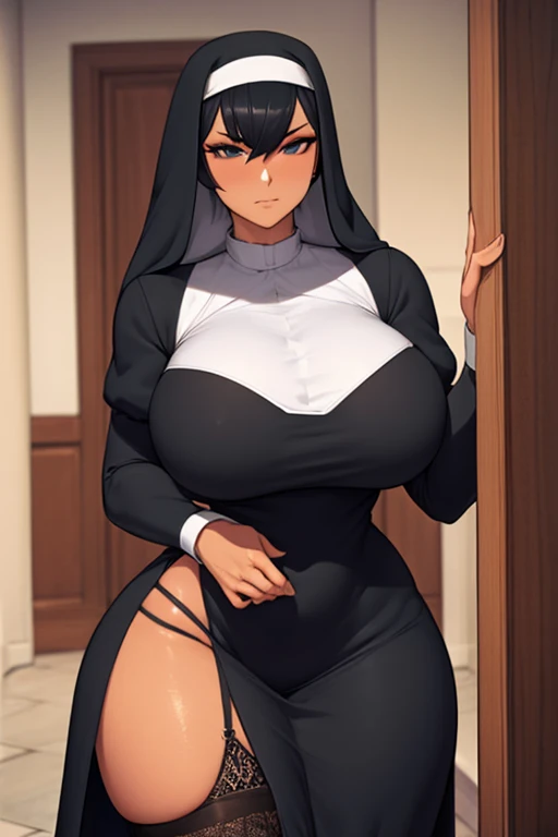 cute, sexy nun clothes, milf, white hair, long hair, yellow eyes, :3, detailed, 4k, hd, full body, potrait, sex, orgasm, 