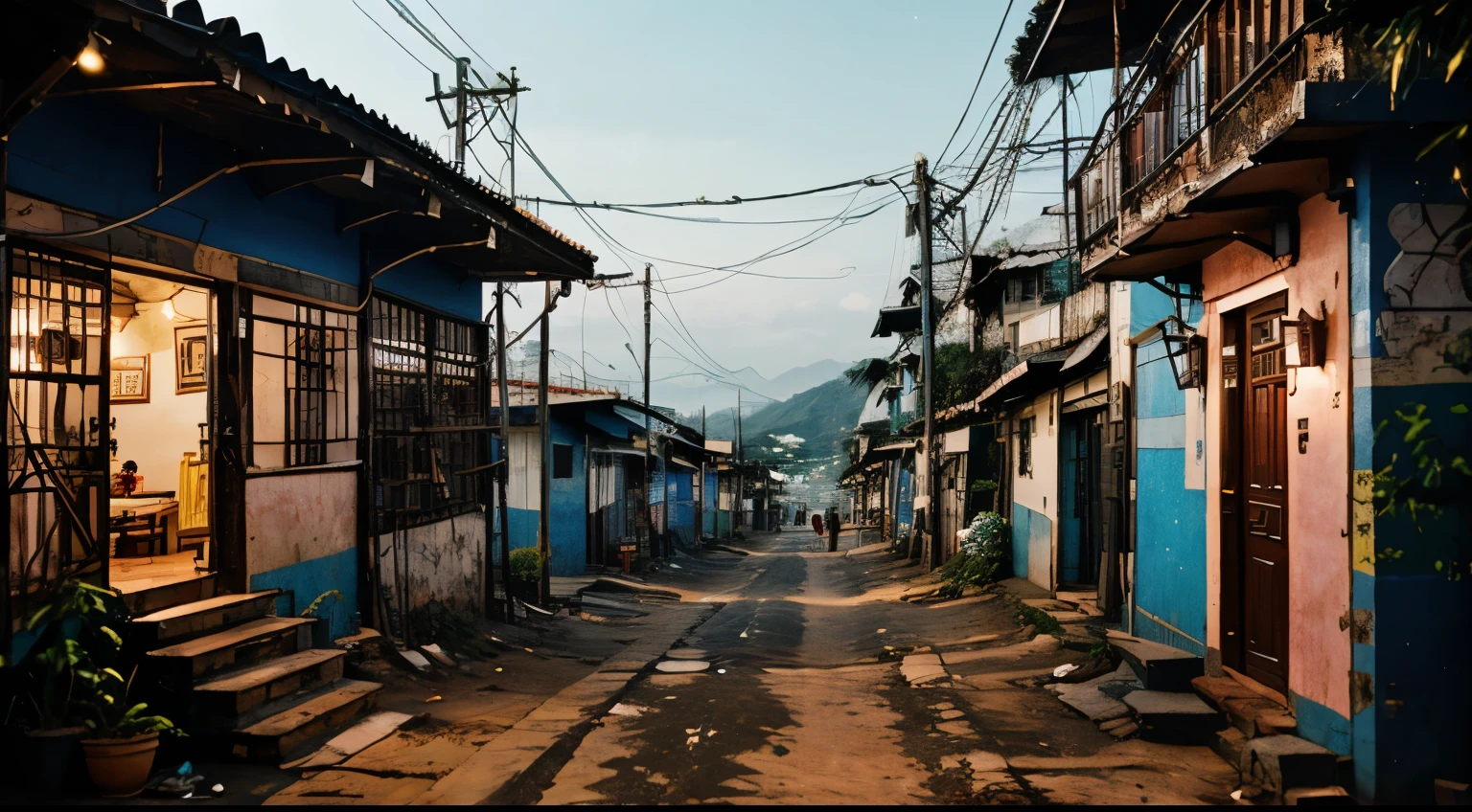 Namaste. small and beautiful shack, in a clean favela in Rio de Janeiro. details Intricate. cinematic lighting. Strong and bright colors