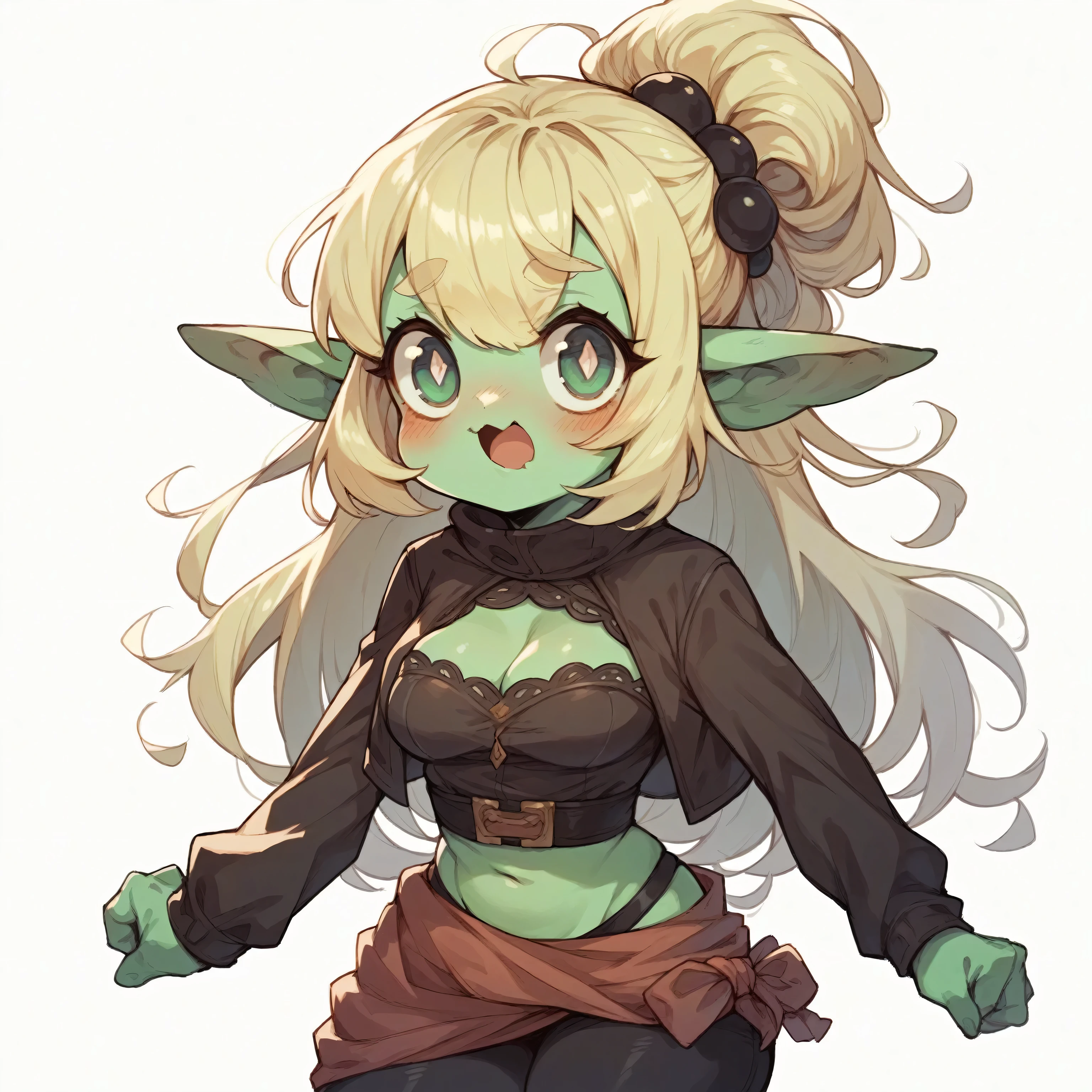 breasts big, big-ass, long hair, hair with bangs, hair blonde, purples eyes, blush cheeks
