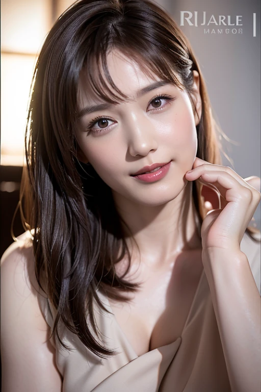 1 girl, (Dressed in deep purple:1.2), Very beautiful Japanese idol portraits, Face close-up,
(RAW Photos, highest quality), (Realistic, Realistic:1.4), (masterpiece),
Very delicate and beautiful, Very detailed, 2k wallpaper, wonderful, finely, Very detailed CG Unity 8K wallpaper, Very detailed, High resolution, Soft Light,
Beautiful detailed girl, Very detailed目と顔, Beautiful and sophisticated nose, Finely beautiful eyes, Cinema Lighting,
(Simple light color background:1.3),
(Medium Hair),
Complete Anatomy, Slender body, Small breasts, smile