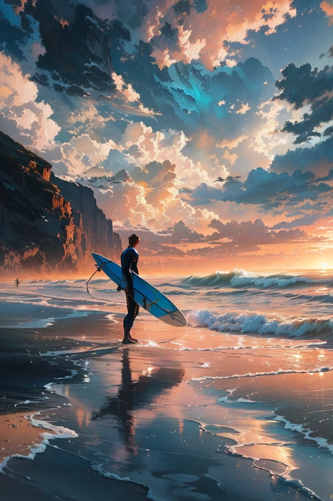 A woman surfing a wave at the beach, detailed face and body features, muscular build, tan skin, wetsuit, board under arm, sun-kissed hair, salty sea spray, beach scene in the background, realistic, high-definition, vibrant colors, bright sunlight, water droplets, (ocean:1.2), (beach:1.1), (surfboard:1.1),
