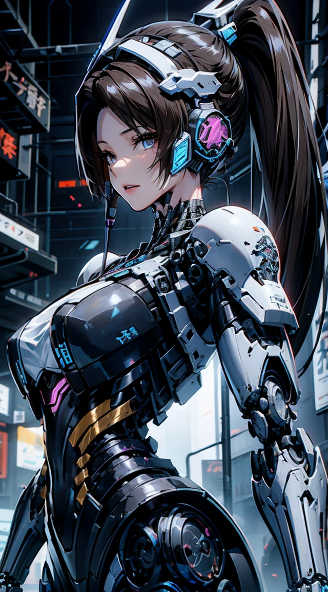 Very detailed, Advanced Details, high quality,  High resolution, 1080P, hard disk, beautiful,(War Machine),Armor War,She has a machine gun in her hand,See the big picture,beautiful,Mecha Cyborg Girl,BATTLE MODE,Mecha Body Girl,She is wearing a futuristic War Machine weapon mecha、(((Mechanical Headgear:1.3)))、(((Cyber Headphones:1.3)))、Close-up of a woman in a futuristic suit, Girl wearing mecha cyber armor, Cyberpunk Anime Girl Mecha, Female Mecha, perfect Anime Cyborg woman, Anime Cyborg, Mech Suit, Anime Mecha Armor, アニメMecha aesthetics, Girl in Armor, beautiful少女サイボーグ, Mecha aesthetics, Japanese Cyborg, Cyber Suit, Cyber Japan style armor、((High ponytail:1.3))、(((Dynamic pose:1.3)))