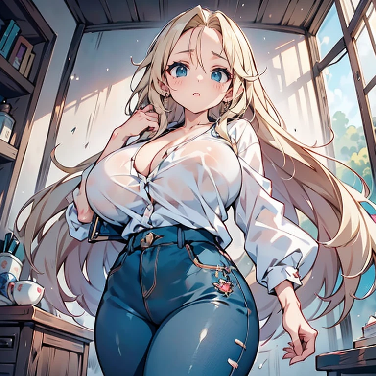 Anime Kawaii sexy Perfect Slim sensual body large breast and huge thighs, An intricate and highly detailed illustration of anime (Young girl). Pamela Anderson seios enormes cabelo loiro rosto atraente lábios entreabertos lábios grossos vestindo camisa do Philadelphia Eagles, (((estilo druna)))