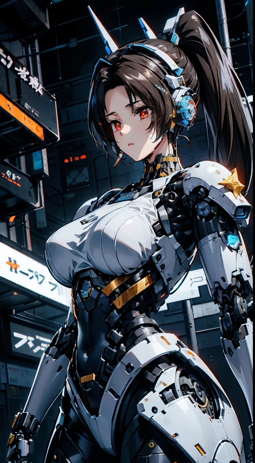 ((Looking away:1.3))、Machine eyes glowing red