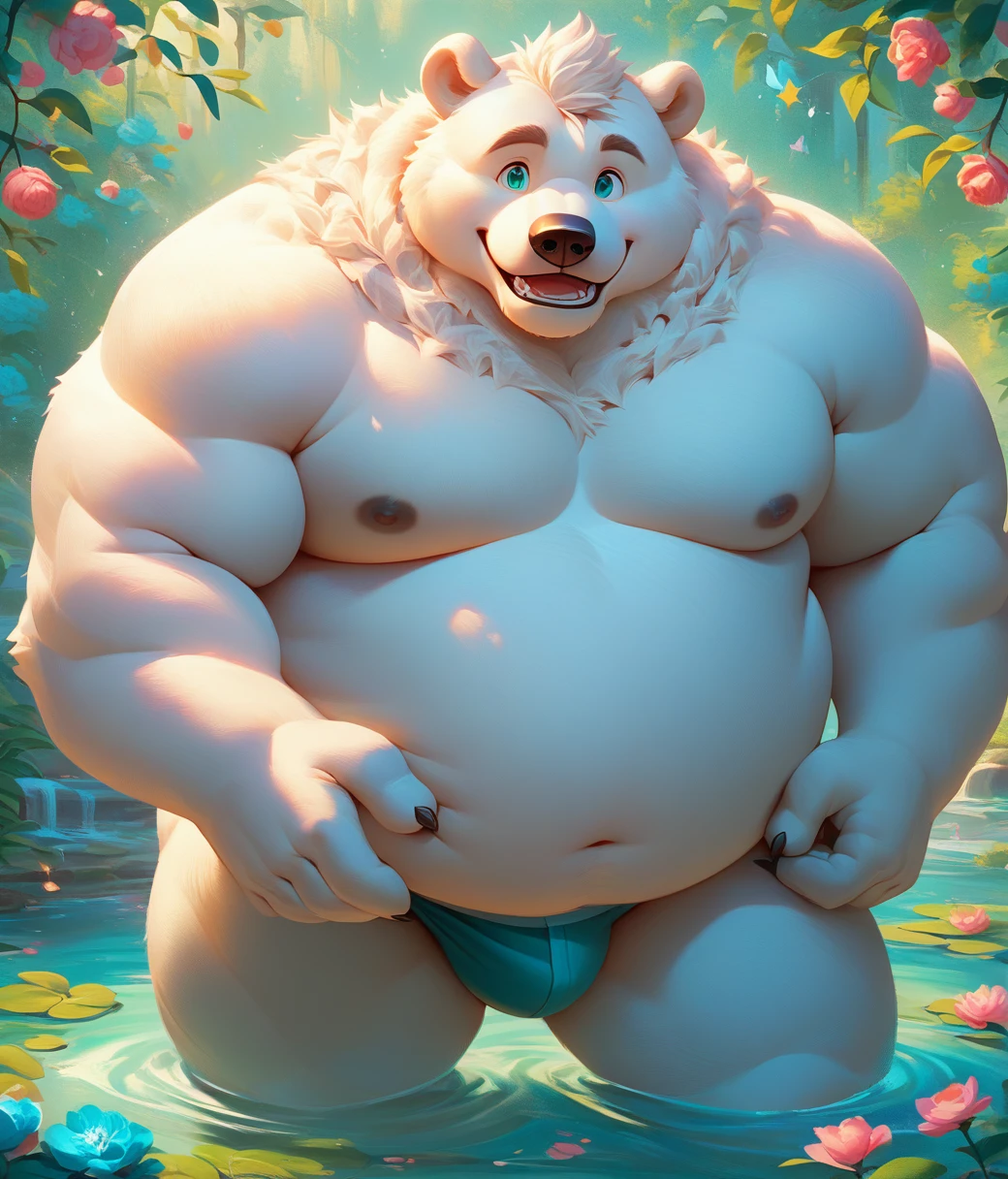 Male,polar bear,fat,transformation,shocked face,masters work