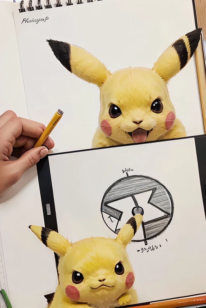 Pikachu studying drawing
