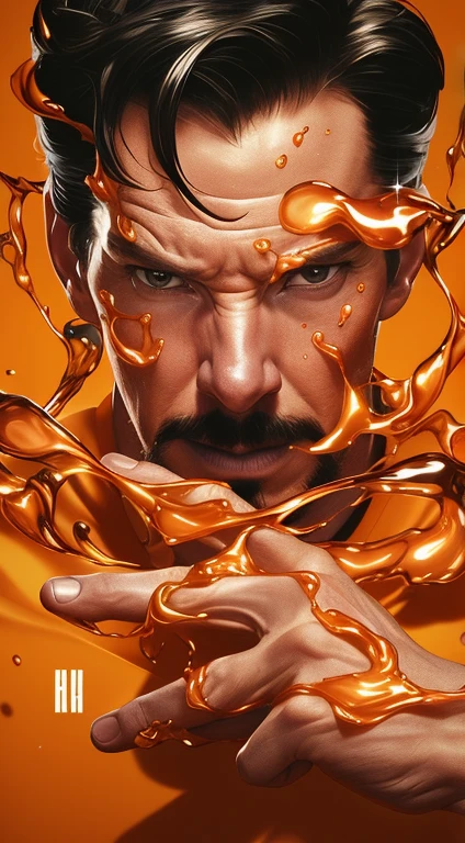 a close up of a man with a mustache and a liquid splash on his face, martin ansin artwork portrait, martin ansin, character is covered in liquid, imaginefx : : hyperrealism, james gurney painting style, inspired by Mike Winkelmann, realistic illustrative painting, cyril rolando and m.w kaluta